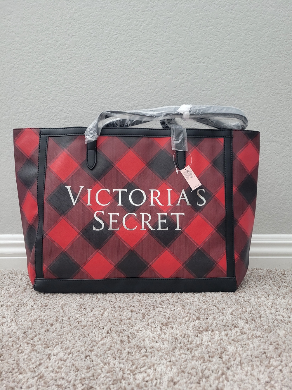 Victoria's Secret Red and Black Plaid Tote